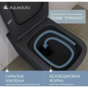 Унитаз подвесной Aqueduto MACIO Plus 525*345 безободковый, сиденье с микролифтом, черный матовый (MACТ0240) Унитаз подвесной Aqueduto MACIO Plus 525*345 безободковый, сиденье с микролифтом, черный матовый (MACТ0240)