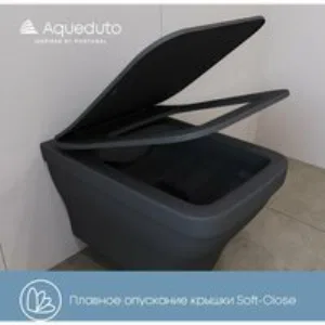 Унитаз подвесной Aqueduto ESTETA 520*370 безободковый, сиденье с микролифтом, черный матовый (EST0140) Унитаз подвесной Aqueduto ESTETA 520*370 безободковый, сиденье с микролифтом, черный матовый (EST0140)