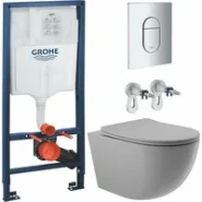 Комплект инсталляции GROHE Rapid SL 3 в 1 (NW0145/S) с унитазом Aqueduto OVO и сиденьем, серый матовый (NW0210)