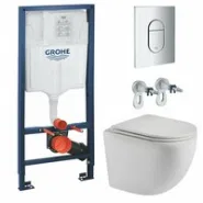 Комплект инсталляции GROHE Rapid SL NW0145/S с унитазом AQUAme AQM2002MW и сиденьем с микролифтом матовый (NW0274)