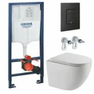 Комплект инсталляции GROHE Solido 38811KF0 с унитазом AQUAme AQM2002L и сиденьем с микролифтом, смыв Quiet (NW0295)