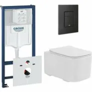 Комплект инсталляции GROHE Solido 38811KF0 с унитазом Aquatek КВАДРО AQ1515T-00 и сиденьем с микролифтом (NW0340)