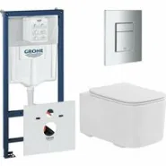 Комплект инсталляции GROHE Rapid SL 38775001 с унитазом Aquatek КВАДРО AQ1515T-00 и сиденьем с микролифтом (NW0341)