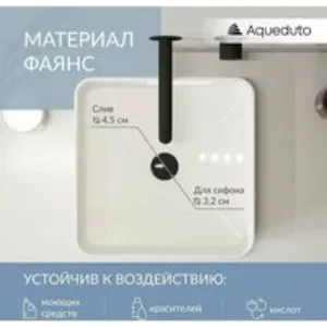 Раковина накладная Aqueduto ESPIRAL, 370*370, белый глянцевый (ESP0310) Раковина накладная Aqueduto ESPIRAL, 370*370, белый глянцевый (ESP0310)