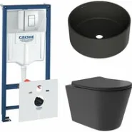 Комплект инсталляции GROHE Rapid SL 38775001 с унитазом Aqueduto CONE Plus CONT0240 и раковиной Aqueduto ESPIRAL D400 ESP0140 (NW0414)