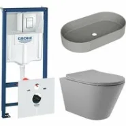 Комплект инсталляции GROHE Rapid SL 38775001 с унитазом Aqueduto CONE CON0130 и раковиной Aqueduto ESPIRAL ESP0230 (NW0446)