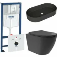 Комплект инсталляции GROHE Rapid SL 38775001 с унитазом Aqueduto OVO Plus OVOT0240 и раковиной Aqueduto ESPIRAL ESP0240 (NW0458)