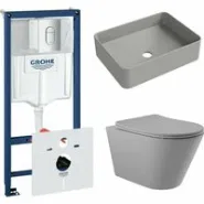 Комплект инсталляции GROHE Rapid SL NW0145/S с унитазом Aqueduto CONE CON0130 и раковиной Aqueduto ESPIRAL ESP0430 (NW0489)