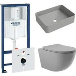 Комплект инсталляции GROHE Rapid SL 3 в 1 (NW0145/S) с унитазом Aqueduto OVO и раковиной Aqueduto ESPIRAL ESP0430 (NW0481) Комплект инсталляции GROHE Rapid SL 3 в 1 (NW0145/S) с унитазом Aqueduto OVO и раковиной Aqueduto ESPIRAL ESP0430 (NW0481)