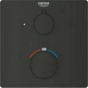 Внешняя часть термостата для душа GROHE Grohtherm с переключателем на 1 положение, матовый чёрный (1022152430) Внешняя часть термостата для душа GROHE Grohtherm с переключателем на 1 положение, матовый чёрный (1022152430)