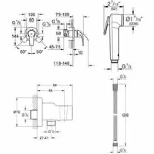 Набор для гигиенического душа, GROHE BauCurve, хром (129185) Набор для гигиенического душа, GROHE BauCurve, хром (129185)