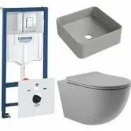Комплект инсталляции GROHE Rapid SL 38775001 с унитазом Aqueduto OVO OVOT2130 и раковиной Aqueduto ESPIRAL ESP0330 (NW0565)