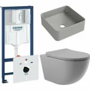 Комплект инсталляции GROHE Rapid SL NW0145/S с унитазом Aqueduto OVO OVOT2130 и раковиной Aqueduto ESPIRAL ESP0330 (NW0583)