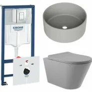 Комплект инсталляции GROHE Rapid SL 38775001 с унитазом Aqueduto CONE CONT2130 и раковиной Aqueduto ESPIRAL D400 ESP0130 (NW0587)