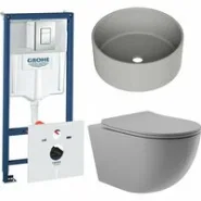 Комплект инсталляции GROHE Rapid SL 38775001 с унитазом Aqueduto OVO OVOT2130 и раковиной Aqueduto ESPIRAL D400 ESP0130 (NW0589)