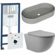 Комплект инсталляции GROHE Rapid SL 38775001 с унитазом Aqueduto OVO OVOT2130 и раковиной Aqueduto ESPIRAL ESP0230 (NW0613)
