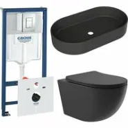 Комплект инсталляции GROHE Rapid SL 38775001 с унитазом Aqueduto OVO OVOT2140 и раковиной Aqueduto ESPIRAL ESP0240 (NW0616)