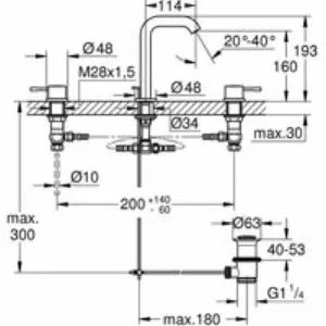 Смеситель для раковины GROHE Essence на 3 отверстия с донным клапаном, M-size, суперсталь (20296DC1) Смеситель для раковины GROHE Essence на 3 отверстия с донным клапаном, M-size, суперсталь (20296DC1)