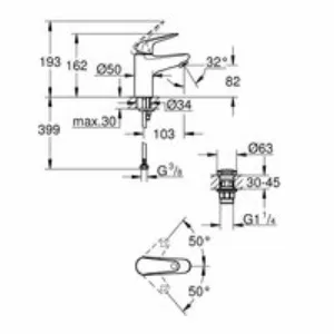 Смеситель для раковины GROHE Euroeco с донным клапаном, хром (24256001) Смеситель для раковины GROHE Euroeco с донным клапаном, хром (24256001)