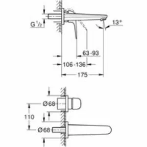 Смеситель для раковины GROHE Euroeco скрытого монтажа, хром (24274001) Смеситель для раковины GROHE Euroeco скрытого монтажа, хром (24274001)