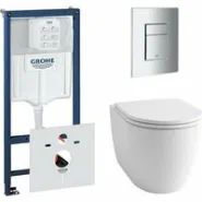 Комплект инсталляции GROHE Rapid SL 38775001 с унитазом GROHE Clova Ceramic Oval и сиденьем с микролифтом (NW0663)