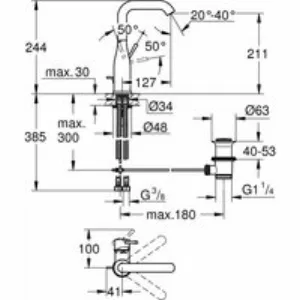 Смеситель для раковины GROHE Essence с донным клапаном, L-size, темный графит матовый (32628AL1) Смеситель для раковины GROHE Essence с донным клапаном, L-size, темный графит матовый (32628AL1)