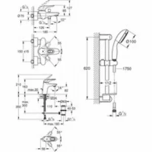 Готовый комплект для ванной комнаты GROHE Eurostyle, хром (124416) Готовый комплект для ванной комнаты GROHE Eurostyle, хром (124416)
