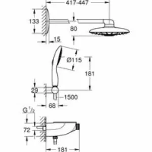 Душевая система GROHE Rainshower System SmartControl Duo 360 Combi с термостатом для душа, хром (26443000) Душевая система GROHE Rainshower System SmartControl Duo 360 Combi с термостатом для душа, хром (26443000)