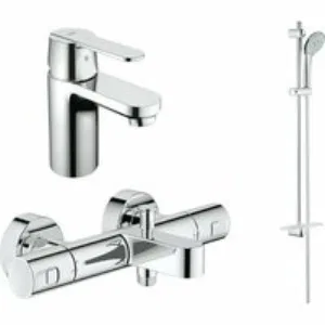 Комплект смесителей для ванной комнаты GROHE Precision Joy и GROHE Get с душевым гарнитуром, хром (NBT0001) Комплект смесителей для ванной комнаты GROHE Precision Joy и GROHE Get с душевым гарнитуром, хром (NBT0001)