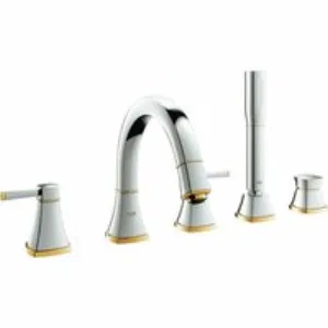 Смеситель для ванны GROHE Grandera двухвентильный, на 5 отверстий, на край ванны, хром/золото (19919IG0) Смеситель для ванны GROHE Grandera двухвентильный, на 5 отверстий, на край ванны, хром/золото (19919IG0)