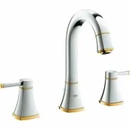 Смеситель для раковины GROHE Grandera на 3 отверстия, с донным клапаном и высоким изливом, хром/золото (20389IG0)