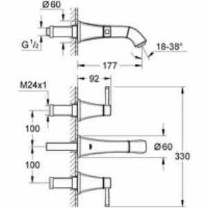 Внешняя часть смесителя для раковины GROHE Grandera на 3 отверстия, хром (20414000) Внешняя часть смесителя для раковины GROHE Grandera на 3 отверстия, хром (20414000)