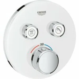 Внешняя часть термостата для душа GROHE Grohtherm SmartControl на 2 потребителя, круглая, белая луна (29151LS0) Внешняя часть термостата для душа GROHE Grohtherm SmartControl на 2 потребителя, круглая, белая луна (29151LS0)